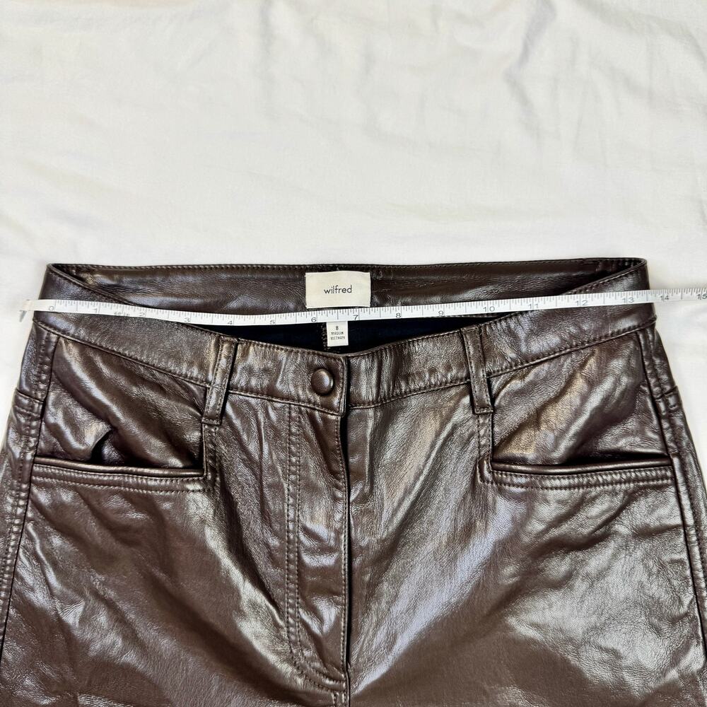 Wilfred Aritzia Brown Faux Leather Flare Pants Women's 8 Y2K 90s Bootcut Concert - Picture 7 of 16